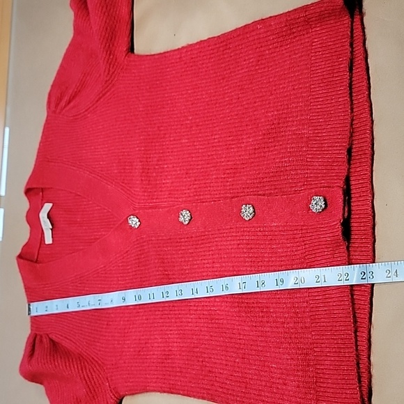 LOFT Size S Red Cardigan with Jeweled Buttons, Excellent Used Condition - Picture 12 of 15